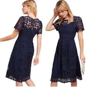 Anthropologie Eri+Ali Navy Lace Dress